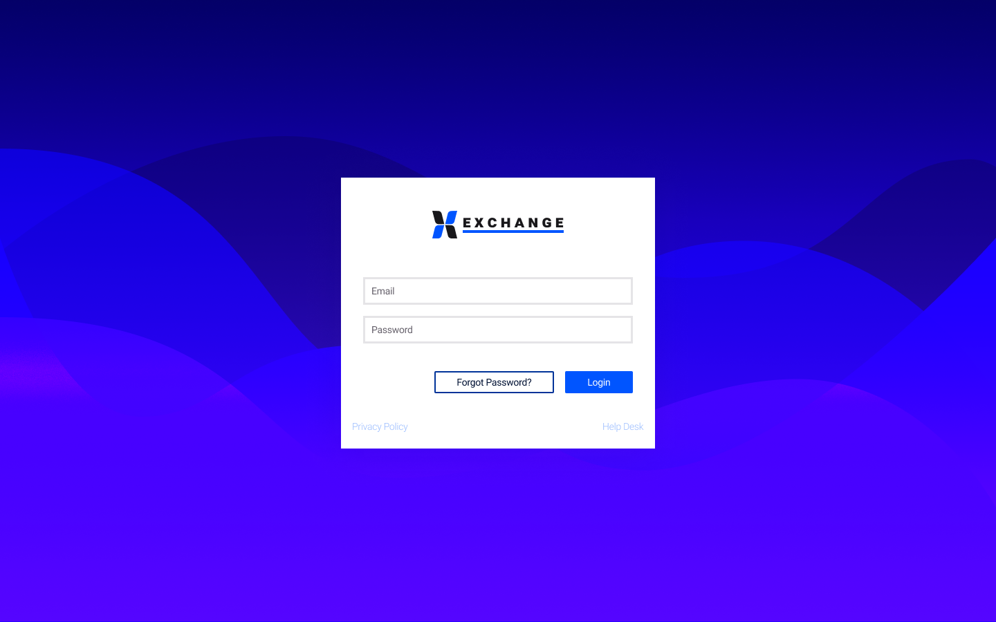 The Login Page to the Exchange Platform